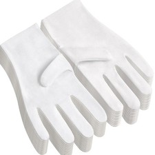 12Pairs White Cotton Gloves for Eczema Dry Hands - Breathable Moisturizing SPA G