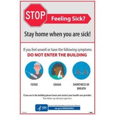Stay Home When You Are Sick Poster 12"" X 18"" Vinyl ACCUFORM MANUFACTURING