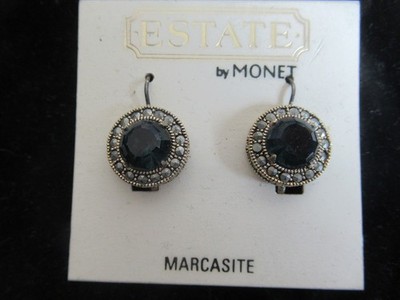 Estate by Monet Marcasite Earrings  Art Deco