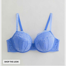 New Look Blue Lace Underwired Push Up Bra 44C Adjustable Straps