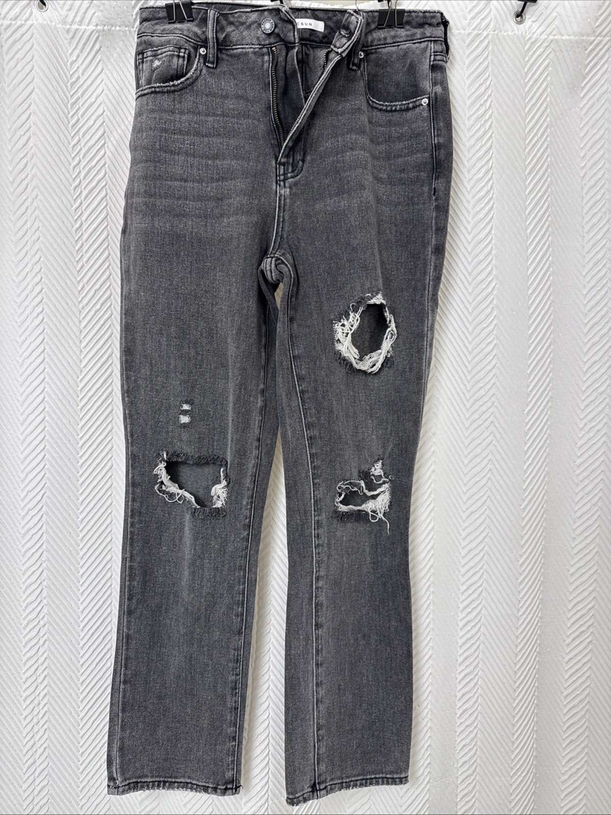 Pacsun Mom Jeans Ripped Women’s Size 27 Black Denim 100% Cotton-image