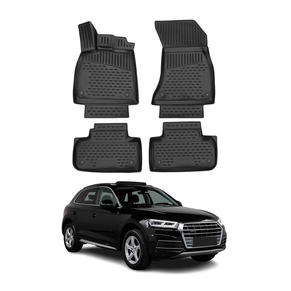 Omac Gummimatten FußMatten FüR Audi Q5 FY 2017-2024 TPE Automatten Schwarz 4X-image
