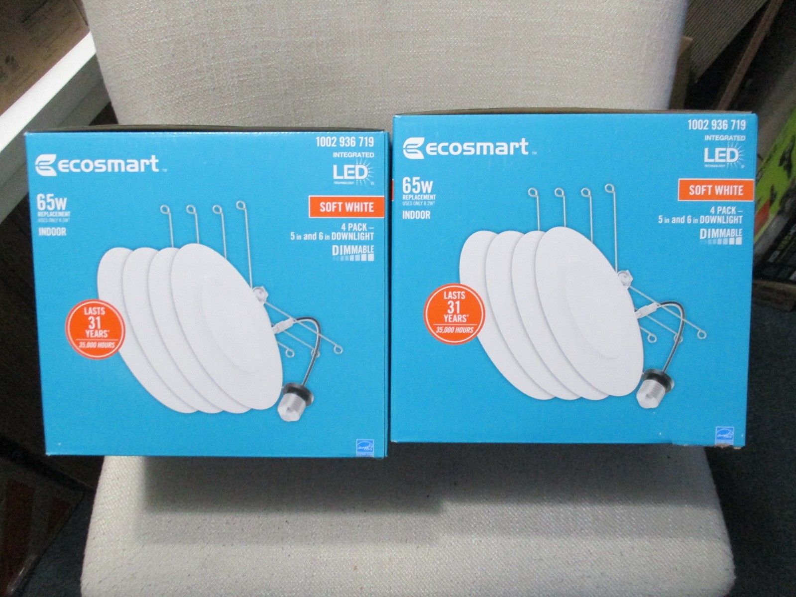 2 - 4 packs Ecosmart 65w 5&rdquo; - 6" Downlight Dimmable Soft White Screw-in Base NEW