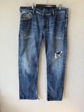 Diesel Zatiny Rock Star Jeans Mens 38 Blue Wash 008SS Distressed Bootcut Italy