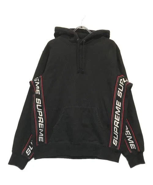 Sweat à Capuche Supreme Côtelé Homme Noir, Cordon Réglable