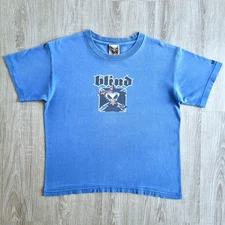 Vintage BLIND Skateboards Shirt S Cartoon Skate Baker Birdhouse Flip Hook-Ups