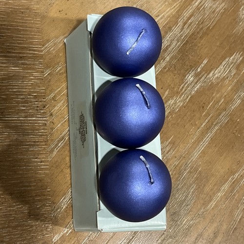 Box Of 3 PARTYLITE HOLIDAY SPICES METALLIC BLUE 2" Mini Ball Candles NIB NEW - Picture 5 of 7