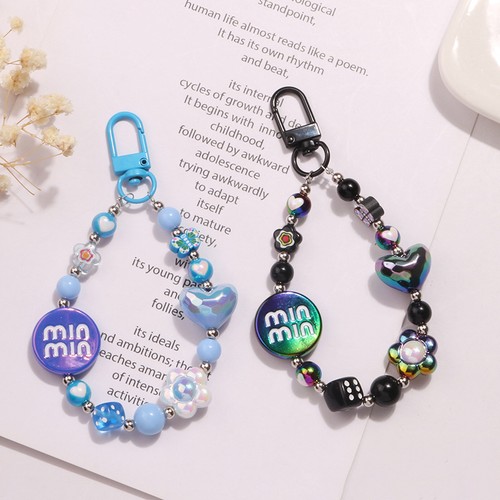 Acrylic Color-plated Heart Love Keychain Cute Flower Beaded Keyring Bag Pend-wa - Picture 5 of 18