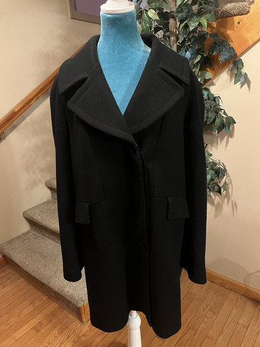BARBARA BUI Paris 100% Laine Wool Coat Hidden Buttons Women’s Size 42 Black