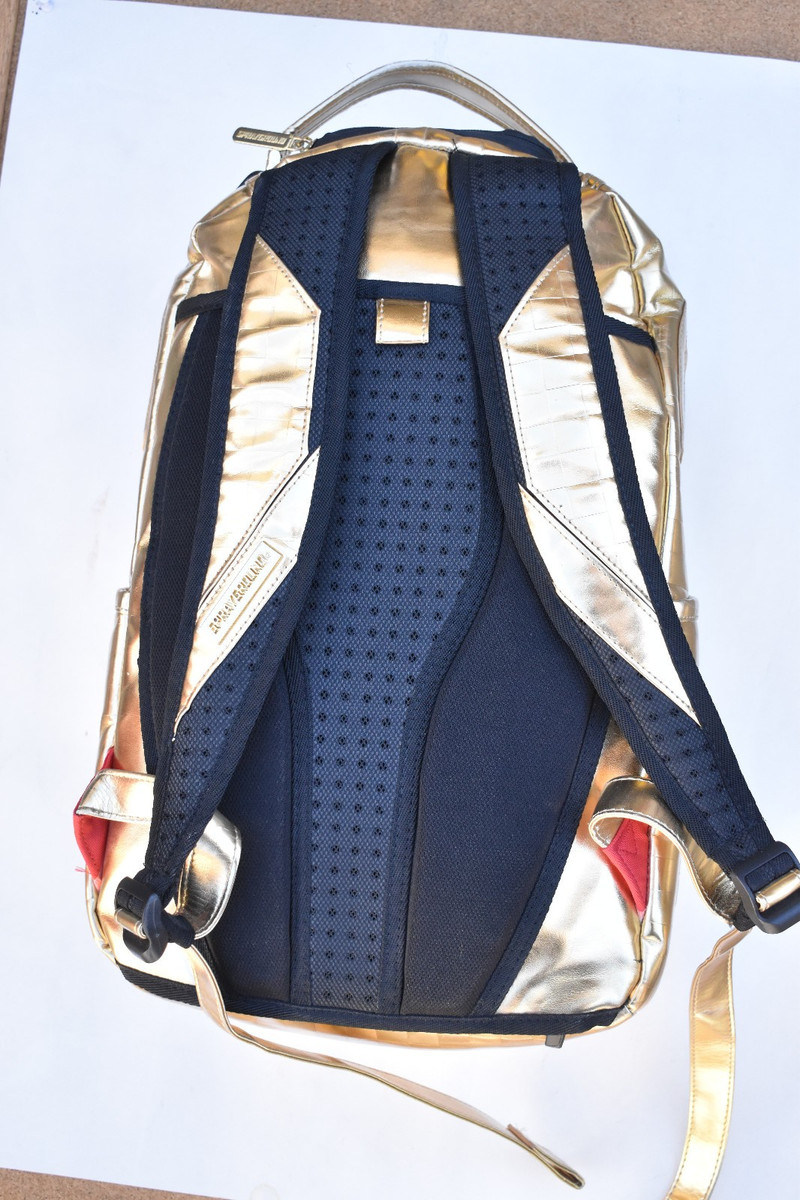 SPRAYGROUND BRICKS ON BRICKS DLXV BACKPACK Gold Backpack   View 3