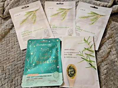 Lot of 5 Calming Sheet Face Masks - Tea Tree & CICA for extra calming Hydration