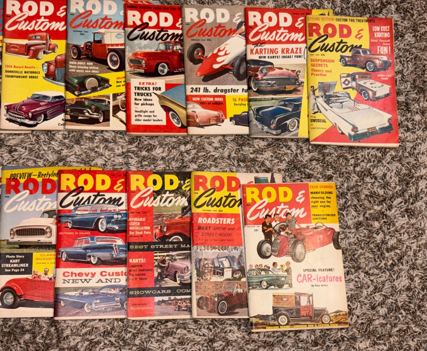 Lot Of 25 Vintage Rod & Custom Magazines Years 1957 ,1958, 1959, 1960 & 1961