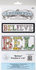 Design Works Crafts 4041 Zenbroidery, Believe, 6" x 24" Craft Kit, Various