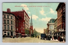Utica NY-New York, Genesee Street South From Busy Corner Vintage c1909 Postcard