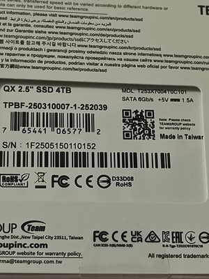Team Group QX 4TB, Internal, 2.5 in (T253X7004T0C101) Solid State