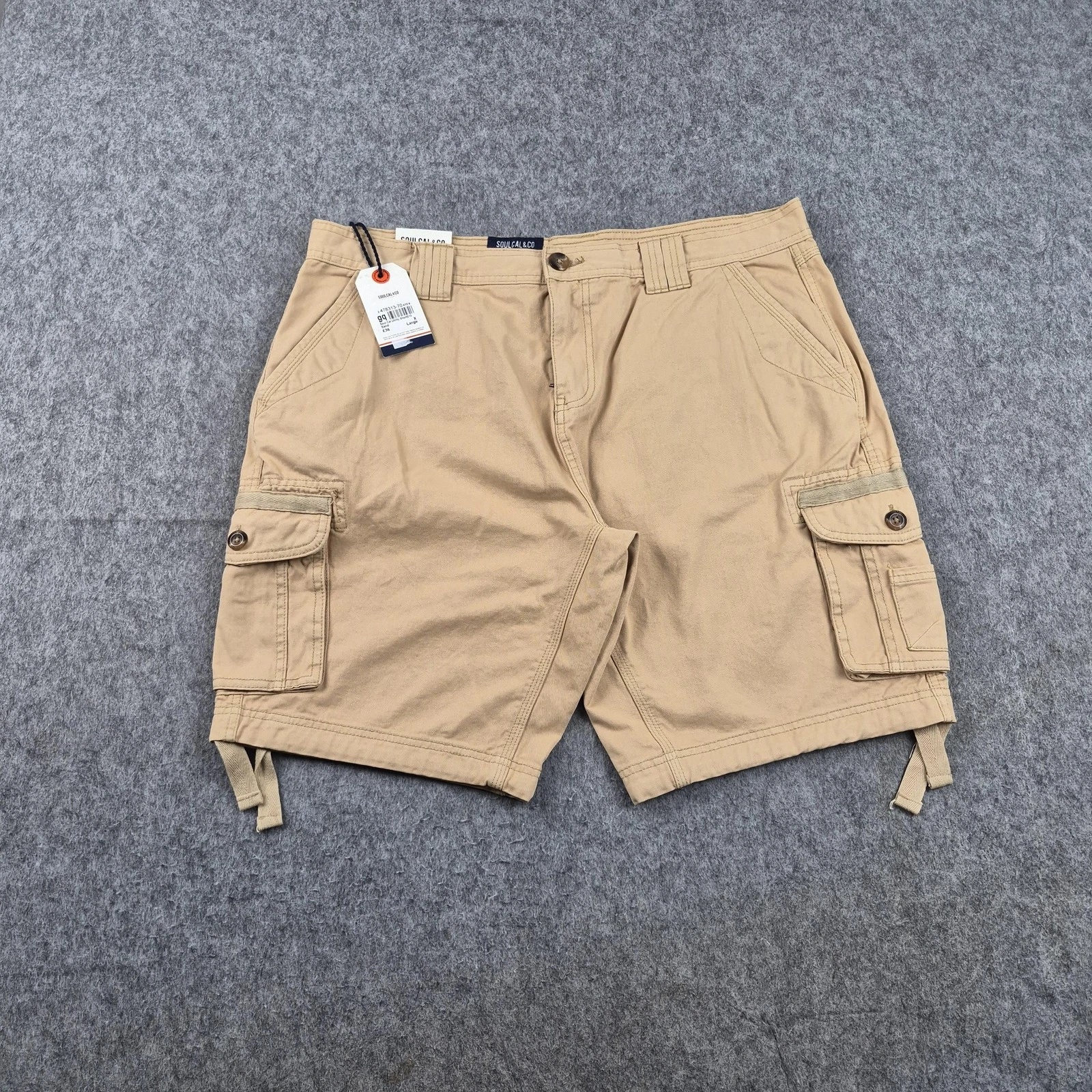 Soulcal & Co Shorts Mens Extra Large Beige Cargo Canvas Utility Summer Casual