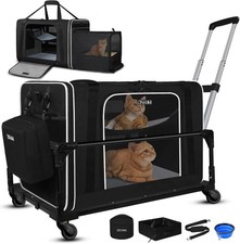 Petskd Side Expandable Extra Large Cat Carrier with Wheels