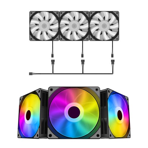 3 Stück 120 mm Gehäuselüfter 1200 U / min RGB-LED-Beleuchtung Leiser - Afbeelding 2 van 7