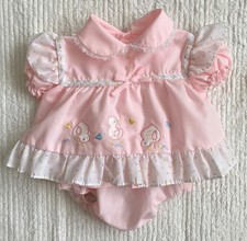 Vintage 80s CRADLE TOGS 0-3 Months Baby Girl's Ruffled Embroidered Dress Set