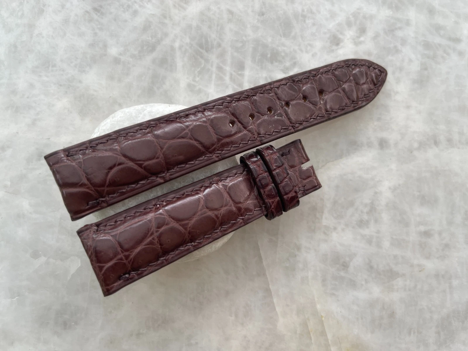 20mm/18mm Brown Alligator Crocodile Print Leather Watch Strap Band