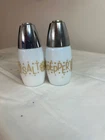 Vintage Gemco milk glass salt and pepper in Butterfly Gold pattern