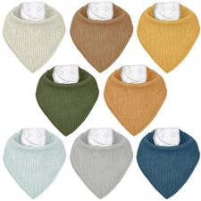 Muslin Baby Bibs 8 Pack Baby Bandana Drool Bib for Drooling and Teething Cott...