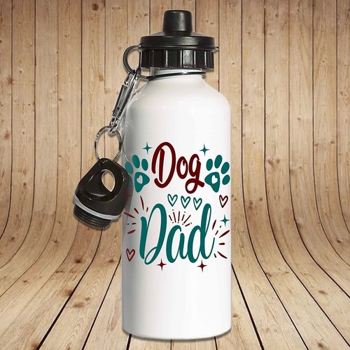 Dog Dad Water Bottle Heart Paw Prints Dog Owner Lovers Special Travel Flask Gift - Picture 2 of 4