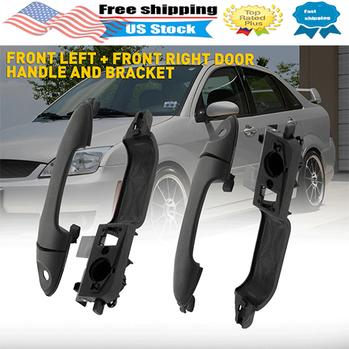 LH RH Driver Passenger Side Exterior Door Handle +Bracket for 2000-07 Ford Focus - Bild 1 von 16