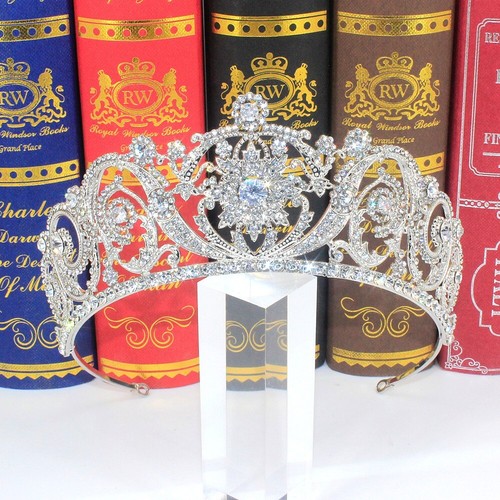 6.2cm Tall Large CZ Crystal Tiara Crown Wedding Bridal Queen Princess Prom - Picture 6 of 10