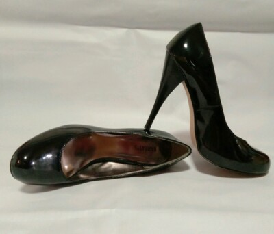 Ladies Vintage Black Patent Concealed Platform/Shoes/Pumps Size