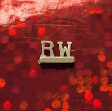 Vintage Gold Tone Tie Tack Tie Pin Initials Letters "RW" Monogram