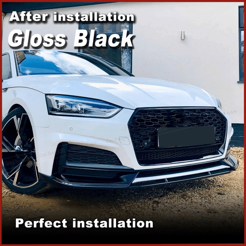 Se adapta a Audi A5 B9 S5 S-Line 2017-2019 negro brillante labio delantero espada alerón - Imagen 4 de 10