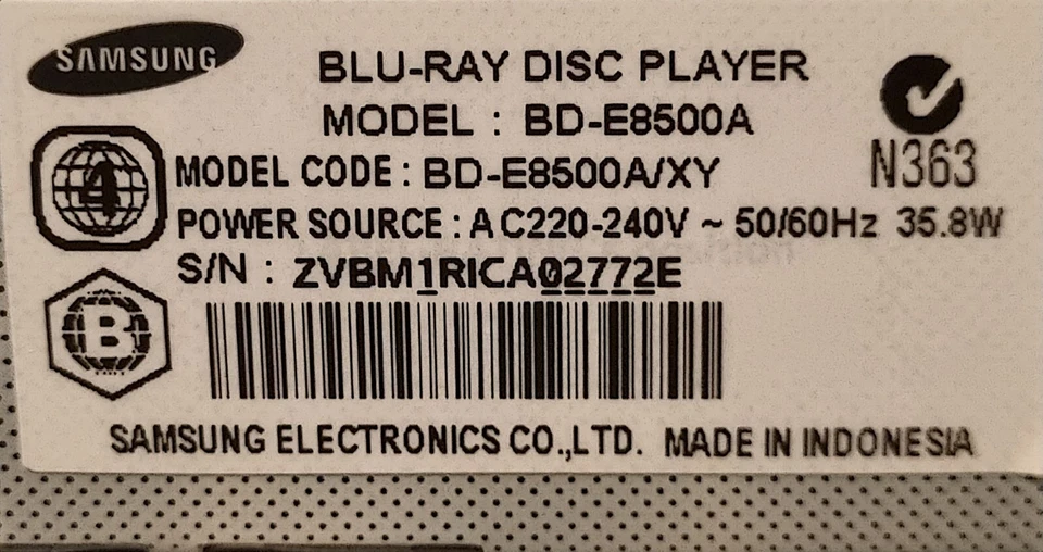 Samsung BD-E8500A 3D Blu-ray DVD Player HDMI Region 4 B No Remote Tested GC - Image 2 of 4