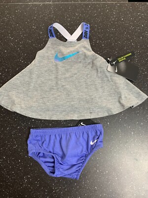 Nike Set Kleid & Slips farbwechselnde Grafik 3m 56-62cm DK grau hellbraun neu mit Etikett