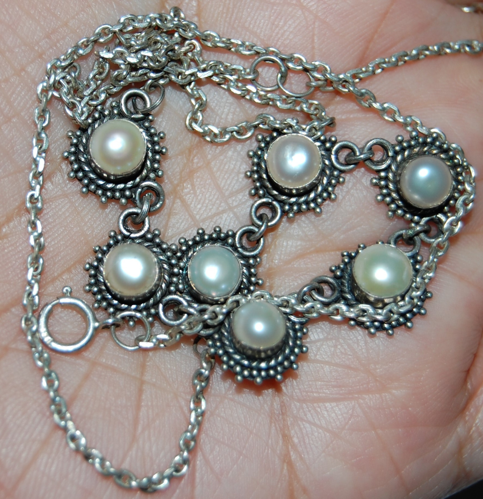 Sterling Silver Solid 925 Flower ⚪ Bezel Set Whit… - image 1