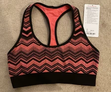 Lululemon Reversible Ebb & Flow Bra Orange/Black Chevron Size 8 EUC MSRP $52