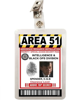 Cigarette Smoking Man XFiles Area 51 ID Badge Costume Cosplay Prop