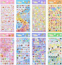 870 PCS Cute Mini Puffy Stickers for Kids Girls 3D Small Tiny Colorful