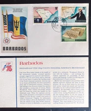 AMERICAN INDEPENDENCE george washington barbados   1976 FLEETWOOD FDC+INFO