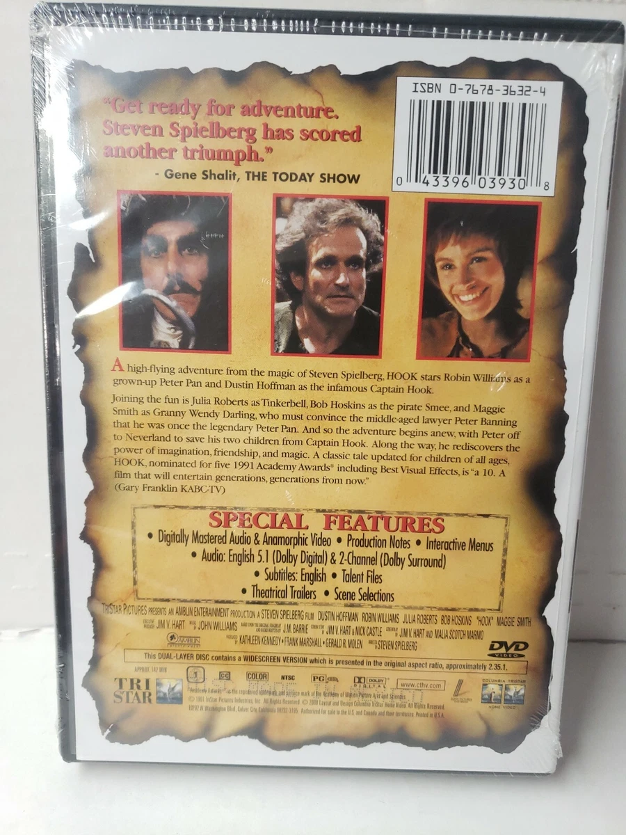 Hook DVD Robin Williams Julia Roberts NEW Sealed losses Disc