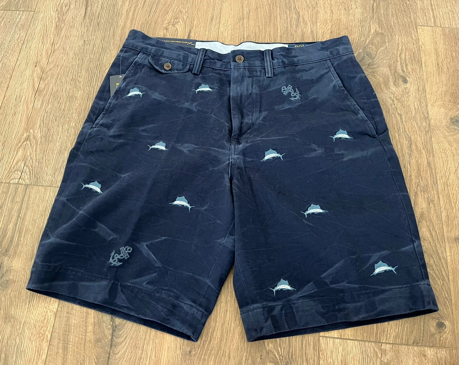 Polo Ralph Lauren Mens Blue Newport Marlin Classic Fit 9” Shorts Size 34 NWT