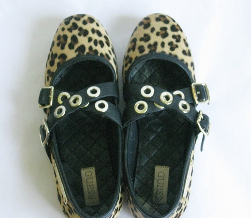 GUESS Leopard Pony Hair Ballet Flats Shoes Cross Black Straps Eur 35 Decor 2018