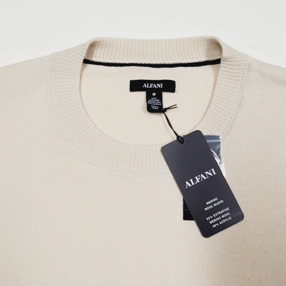 Suéter Mediano Alfani Marrón Arroz Marfil Tejido Sólido Mezcla Lana Merino 40" $80 Foto 4 de 4