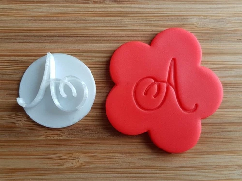 Calligraphy Monogram Cookie Stamp or Fondant Letter Embosser Alphabet Wedding