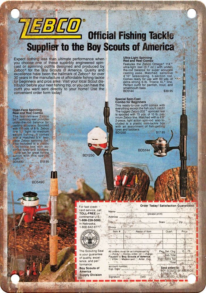 Vintage Zebco Fishing Advertisment Reproduction Metal Sign