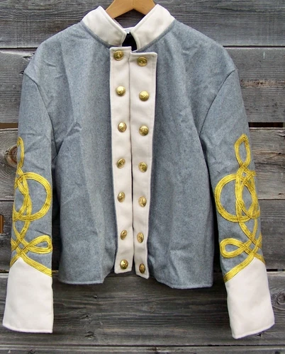 civil war confederate reenactor shell jacket with 4 row braids 44