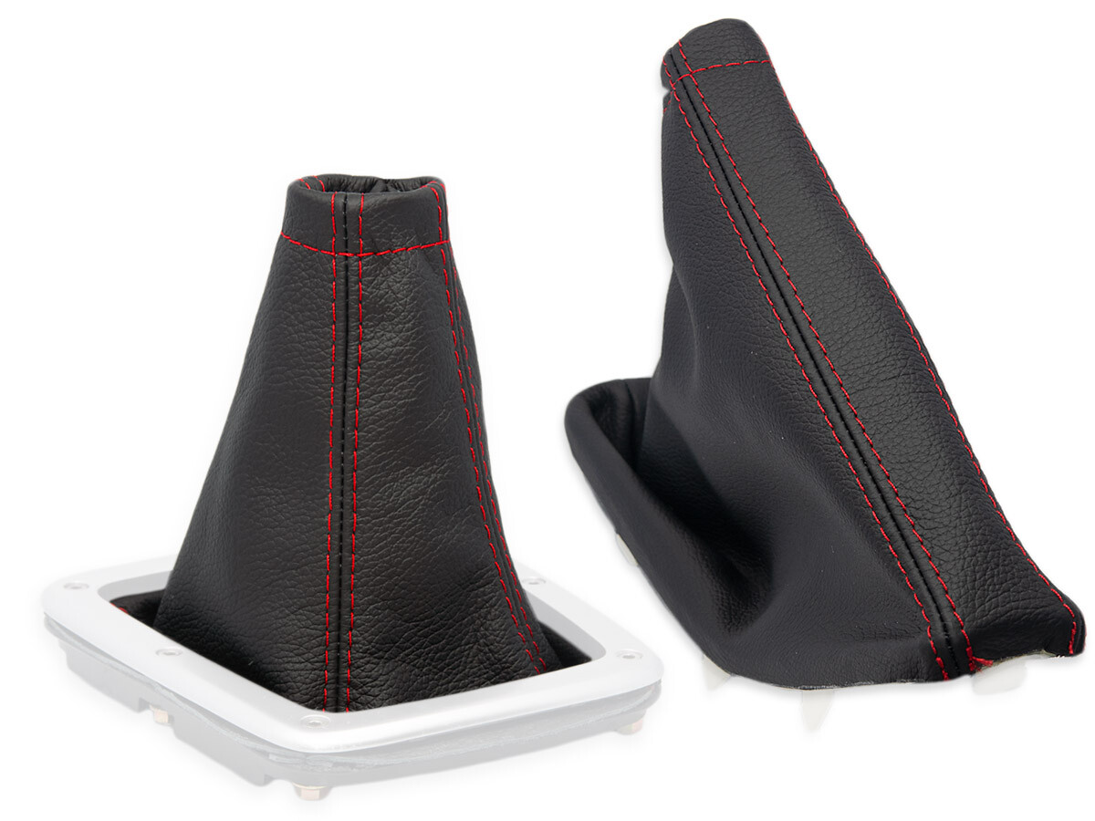 RED STITCH TOP GRAIN LEATHER GEAR BOOT FOR SUBARU IMPREZA WRX STI