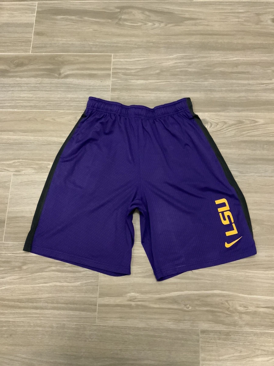 Nike Dri Fit LSU Tigers Football Purple Training Gym Workout Shorts Sz. L