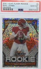 💥MAC JONES ROOKIE 2021💥LEAF FLASH ORANGE ROOKIE💥GRADED PSA 10💥LE #7/10🔥🔥