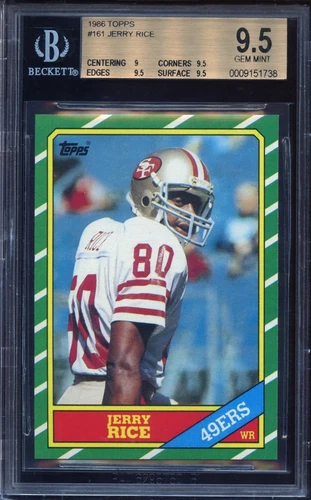 1986 Topps Jerry Rice #161 - HOF Rookie RC - BGS 9.5 GEM MINT